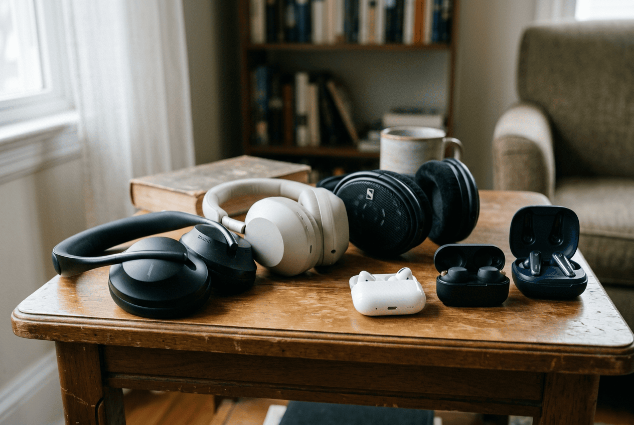 Three specific headphones and three earbuds, ranked for tinnitus use with prices